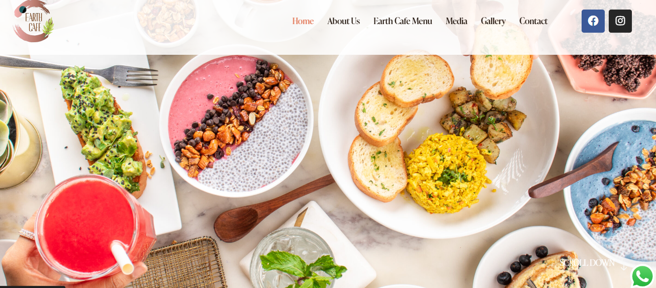 Cafe website hero highlighting coffee and spices with warm branding.